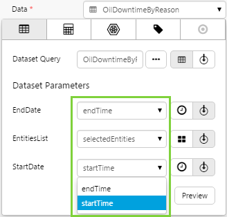 Dataset parameter variables