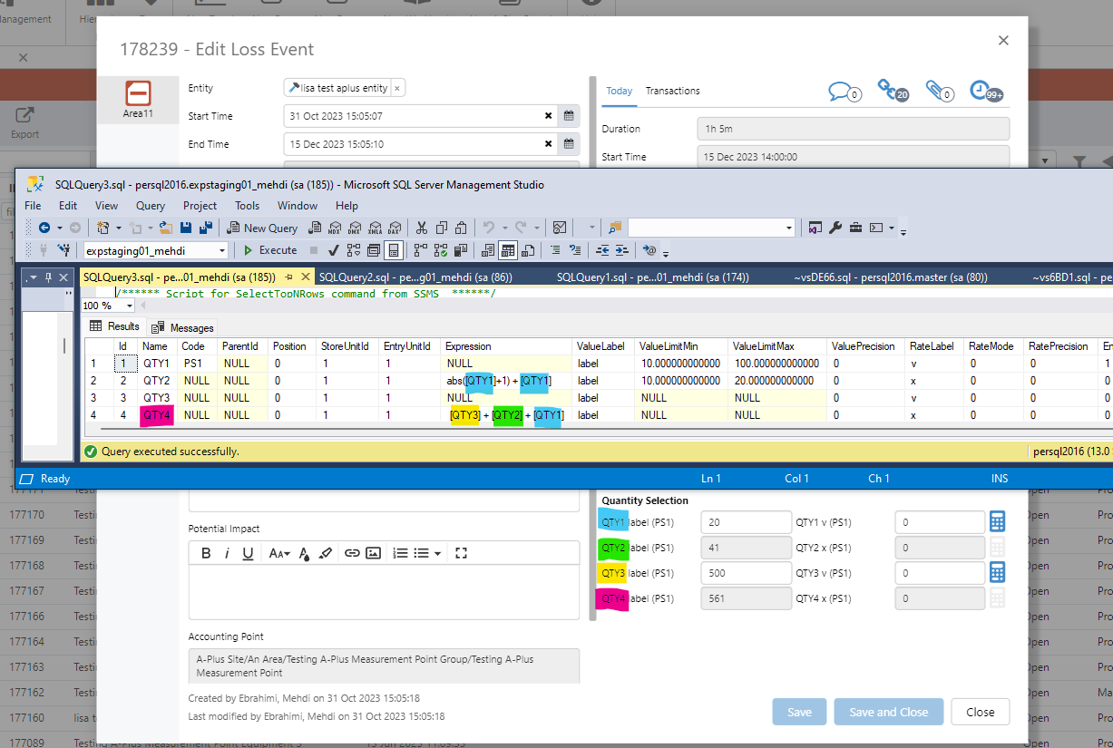 Screenshot showing quantity expressions in A-Plus