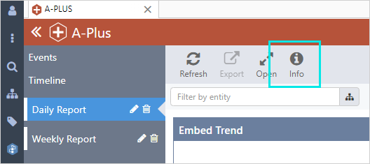 Screenshot showing Info button in A-Plus