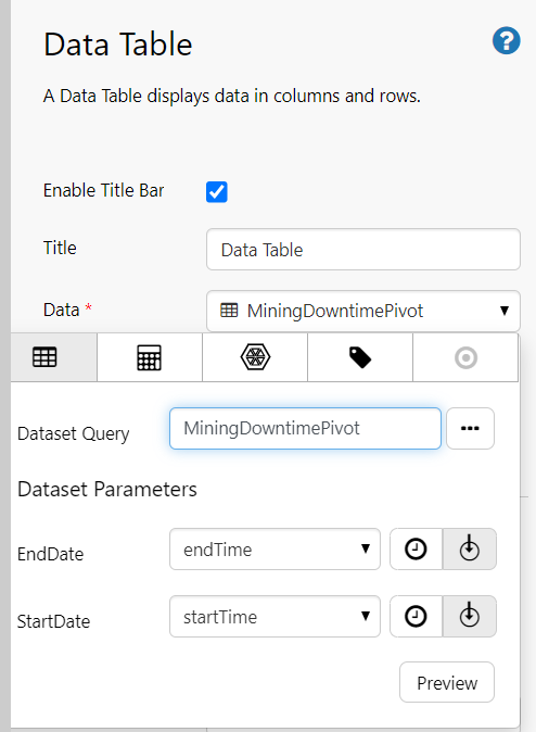 Screenshot showing a dataset being selected