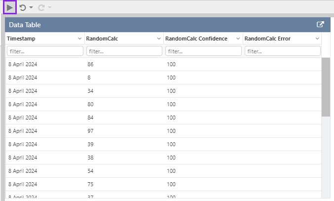 Screenshot showing a data table in Preview mode