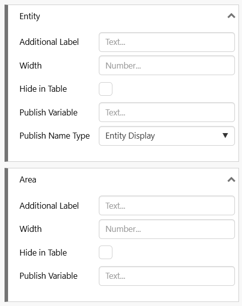 Publish variables in fields