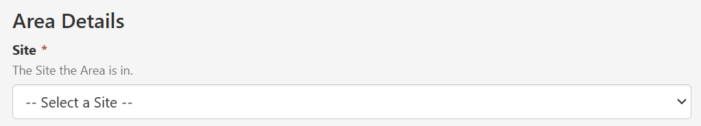 Site/Area Hierarchy selection