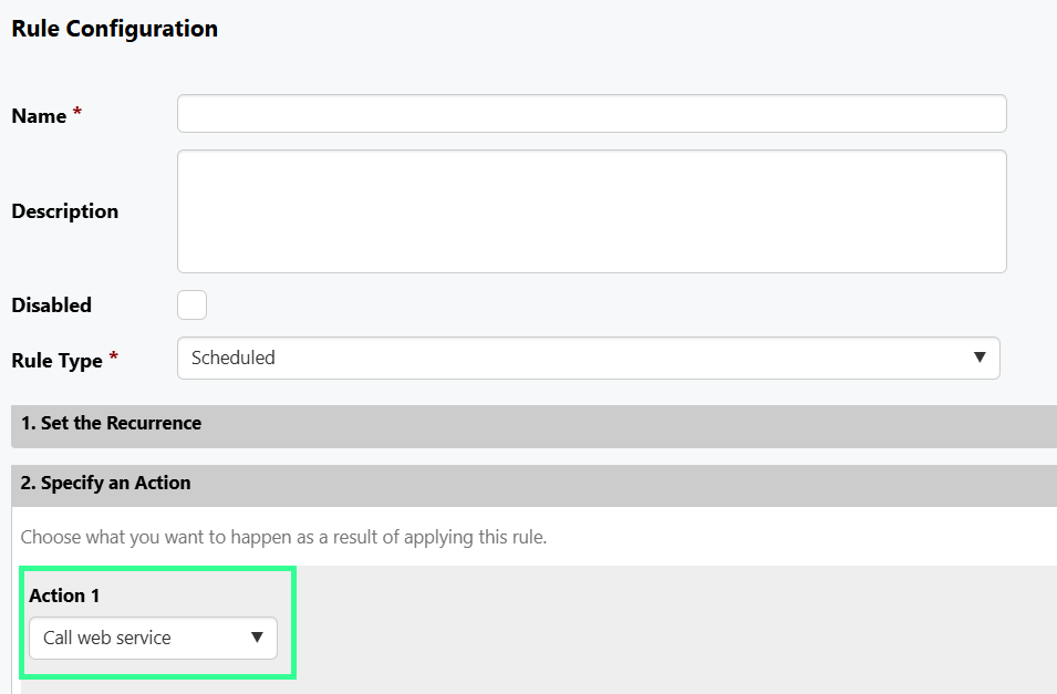Rules Scheduled Type Supports Web Service action