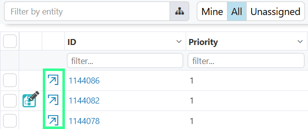 Details icon in Case Management