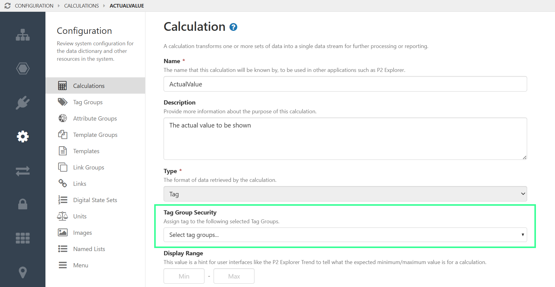 Calculation Tag Group security
