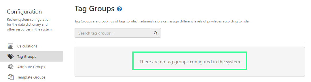 Tag Groups no tags configured