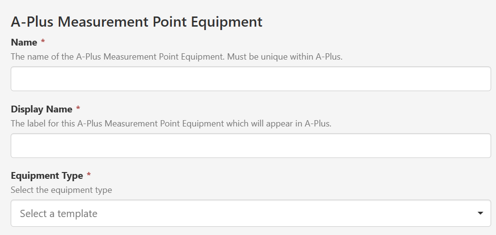 Measurement point equipment configuration